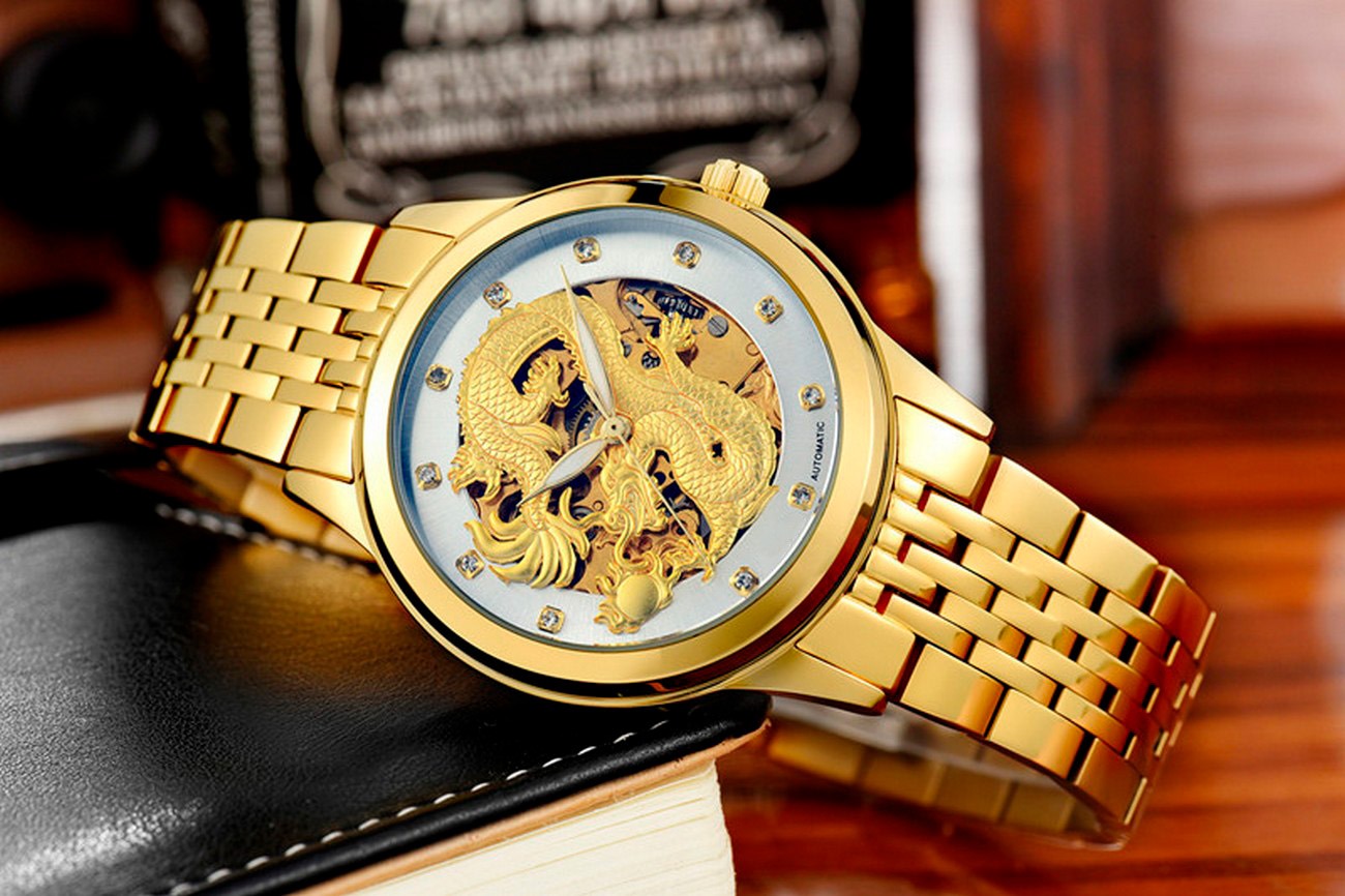 Reloj G-force At9006d Automatico Dragòn Dorado + Estuche